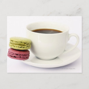 Postal Café negro en taza blanca con dos frenescos