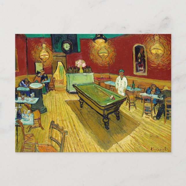Postal Cafe nocturno - Arte de pintura Vincent van Gogh (Anverso)