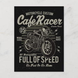 Postal Café Racer Trabajo duro Race duro Ir rápido o volv
