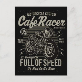 Postal Café Racer Trabajo duro Race duro Ir rápido o volv