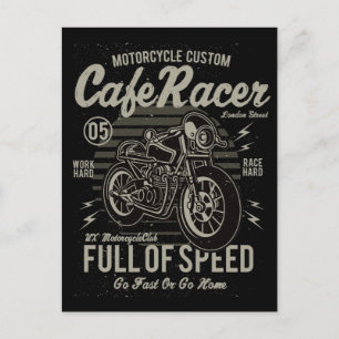 Postal Café Racer Trabajo duro Race duro Ir rápido o volv