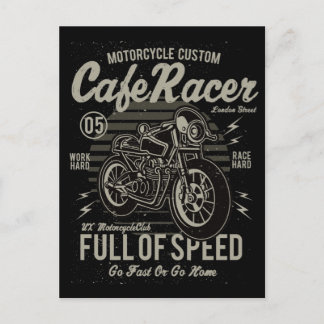 Postal Café Racer Trabajo duro Race duro Ir rápido o volv