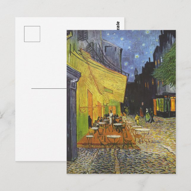 Postal Cafe Terrace de noche de Van Gogh (Anverso / Reverso)