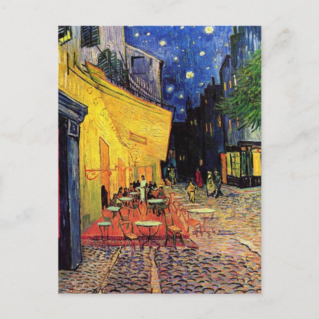 Postal Cafe Terrace de noche por Vincent van Gogh (Anverso)