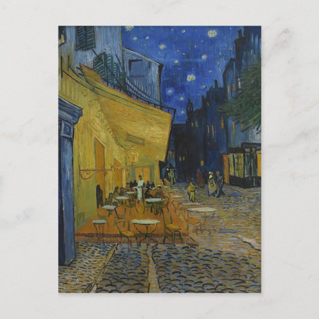 Postal Cafe Terrace de noche por Vincent van Gogh (Anverso)