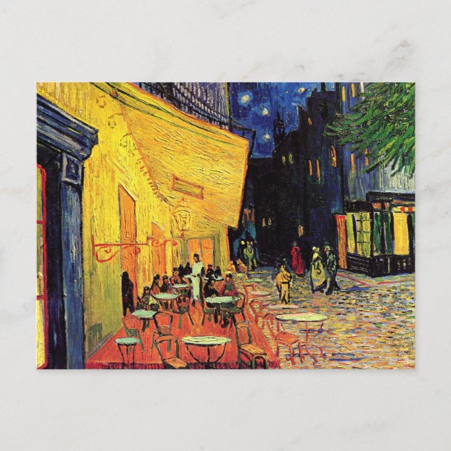 Postal Cafe Terrace de noche por Vincent van Gogh (Anverso)
