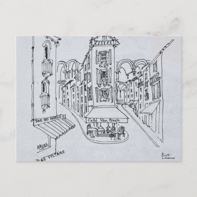 Postal Cafe Van Gogh, Place Voltaire, Arles, Francia (Anverso)