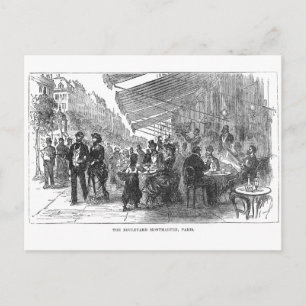 Postal Café Vintage Boulevard Montmartre Paris Postcard