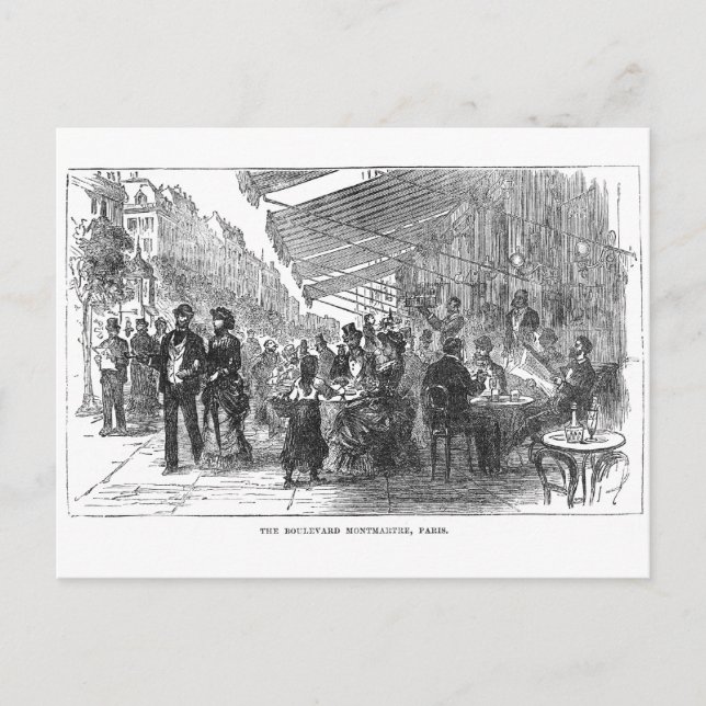 Postal Cafe Vintage Boulevard Montmartre Paris Postcard (Anverso)