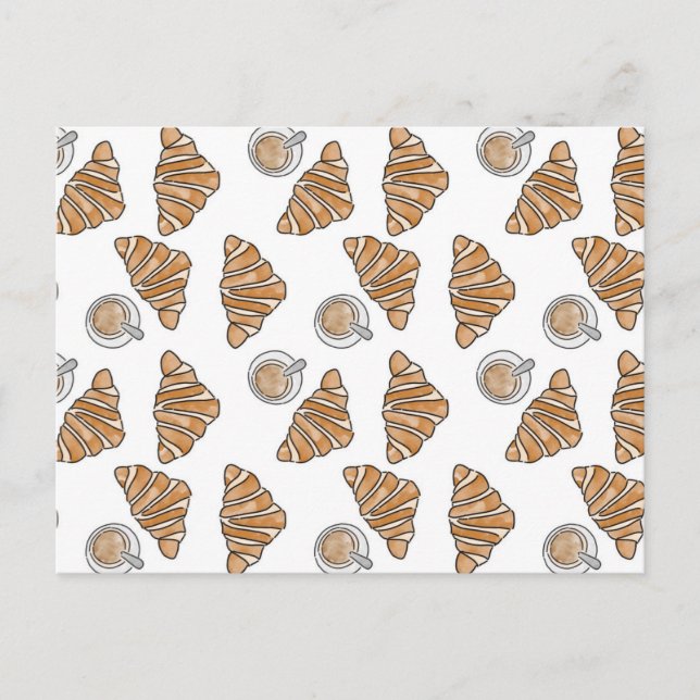 Postal Café y croissants (Anverso)