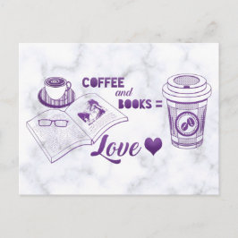 Postal Café y libros de lectura entretenida