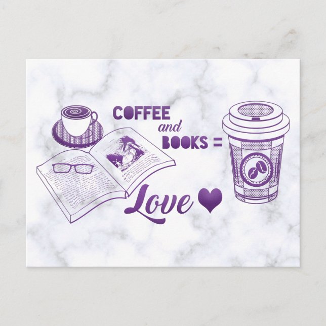 Postal Café y libros de lectura entretenida (Anverso)