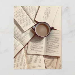 Postal Café y libros estéticos de la Academia Ligera