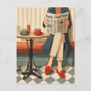 Postal Café y Noticias de una Mañana Acogedora