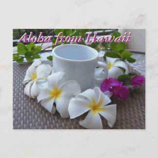 Postal Café y plumerias de Hawaii Kona