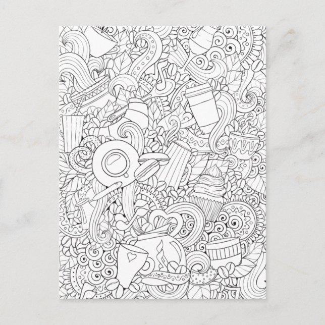 Postal Café Y Té Doodle (Anverso)