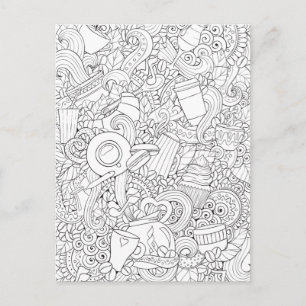 Postal Café Y Té Doodle