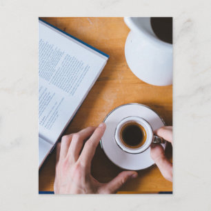 Postal Café y un libro; Domingo perezoso