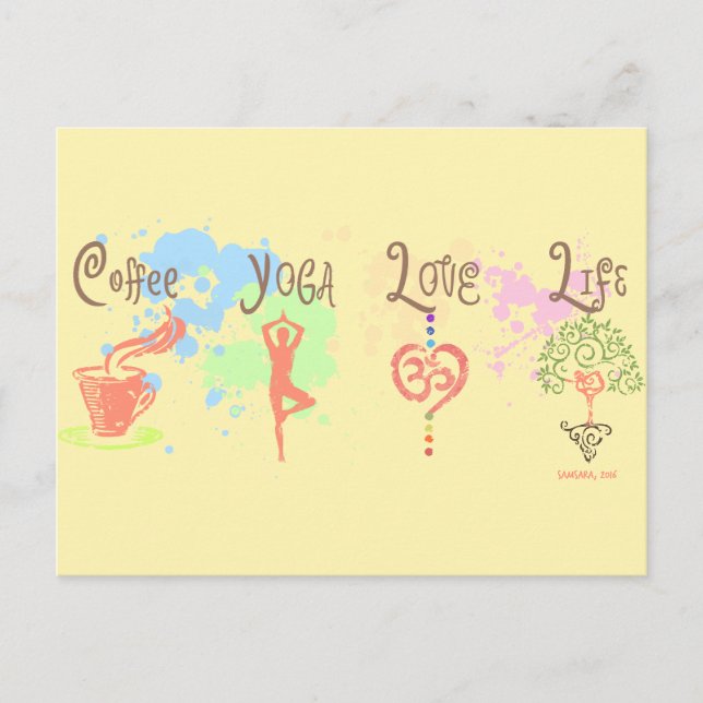 Postal Café Yoga Love Life Paint Splatter (Anverso)