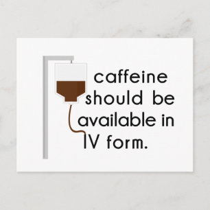 Postal cafeína en IV, humor de enfermeras