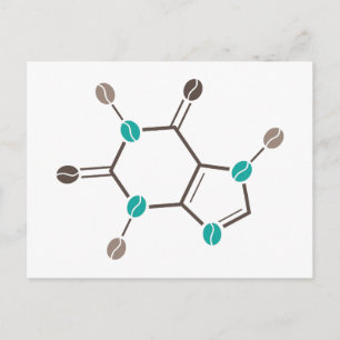 Postal cafeína molecular de granos de café