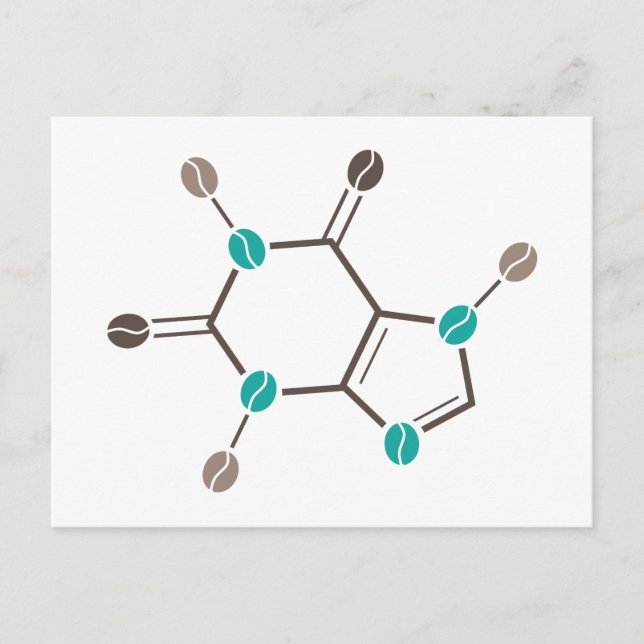 Postal cafeína molecular de granos de café (Anverso)