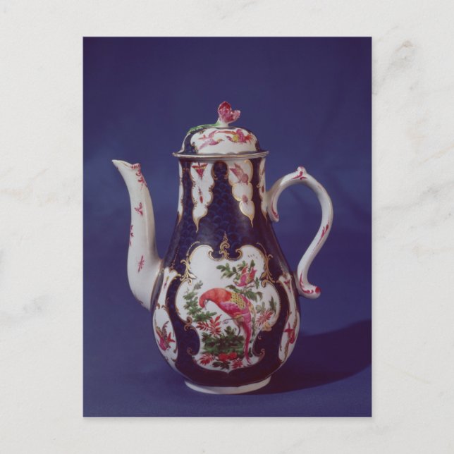 Postal Cafetera de Worcester decorada con aves (Anverso)