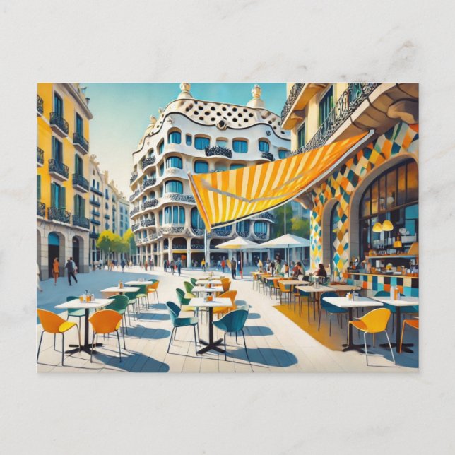 Postal Cafetería de Barcelona España (Anverso)
