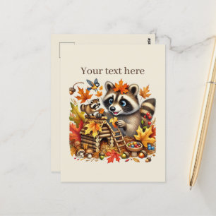 Postal Caída Cuta Racoon estacional