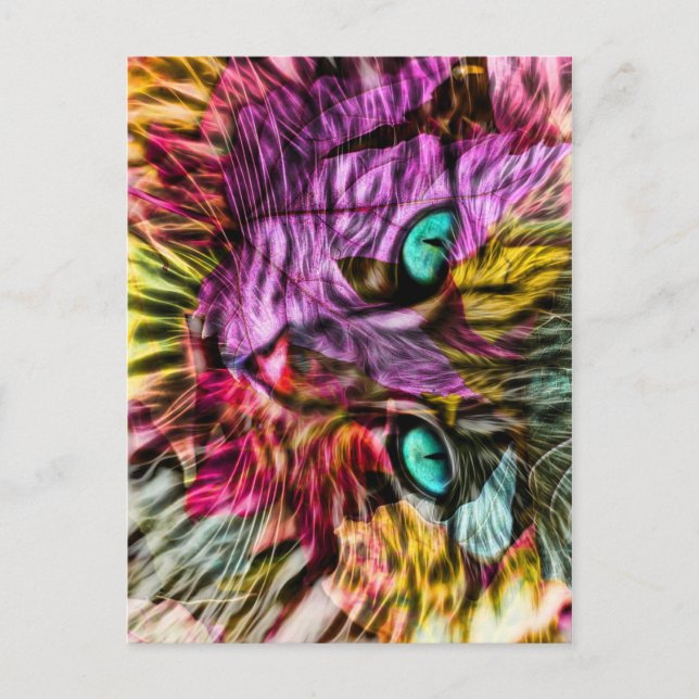 Postal Caída de Gato Gato Gatito deja un diseño artístico (Anverso)