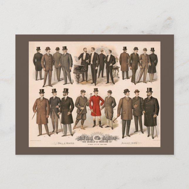 Postal Caída de la moda masculina e invierno de 1895 (Anverso)