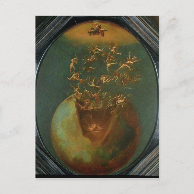 Postal Caída de Satanás y los ángeles rebeldes del cielo (Anverso)