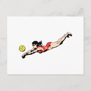 Postal caída de voleibol jugadora de voleibol femenino