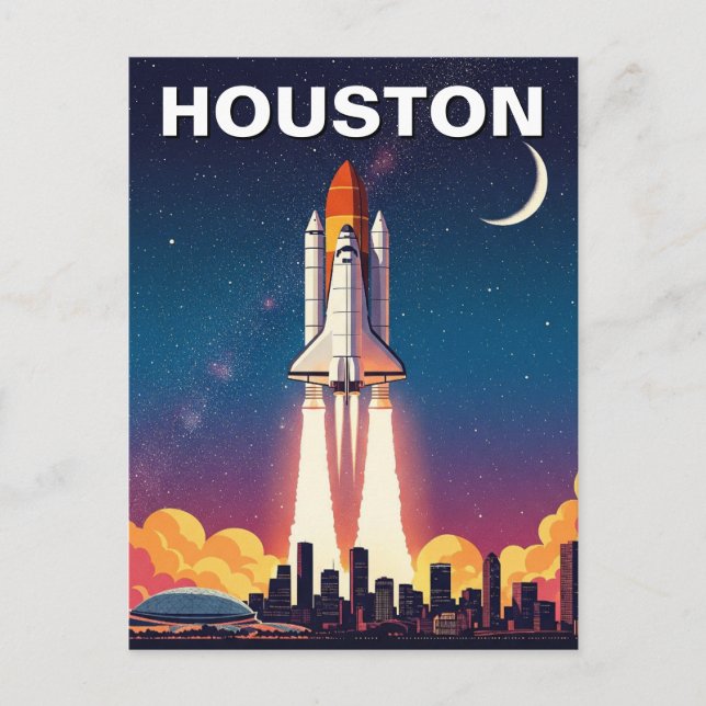 Postal Caída del Houston Texas Skyline Cityscape (Anverso)