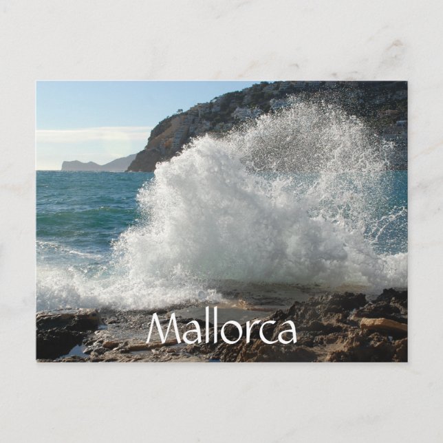 Postal Caída del surf en las rocas, Mallorca, España (Anverso)