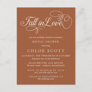 Postal Caída en el amor Calligraphy Terracotta Bridal Sho