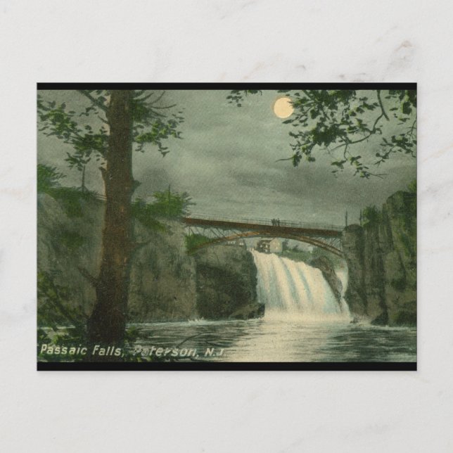 Postal Caídas Passaic, Paterson NJ Vintage (Anverso)