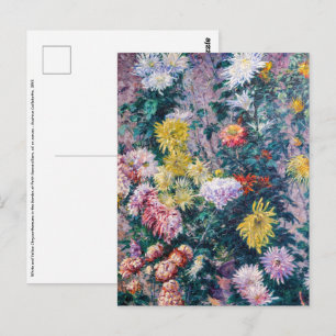 Postal Caillebotte - Crisantemos blancos y amarillos