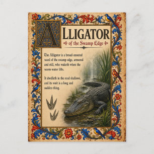 Postal Caimán, Arte de Bestiario Medieval