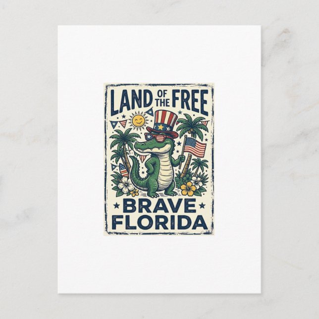Postal Caimán de Florida Patriótico 4 de Julio (Anverso)