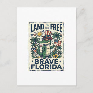 Postal Caimán de Florida Patriótico 4 de Julio