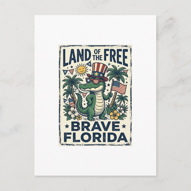 Postal Caimán de Florida Patriótico 4 de Julio (Anverso)