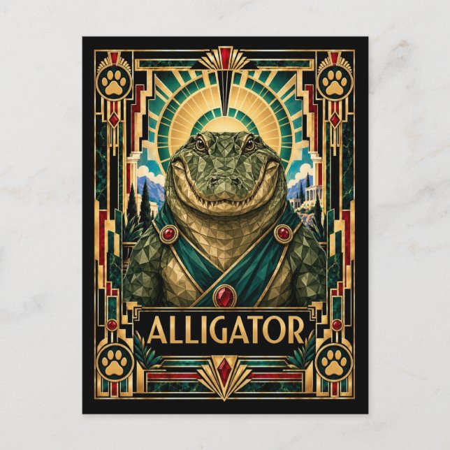 Postal Caimán, Fauna Art Déco (Anverso)
