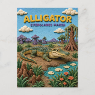 Postal Caimán Marisma Everglades Moderno KlayKoo