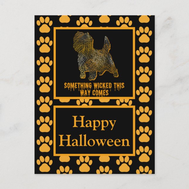 Postal Cairn Terrier English Dog Silhouette Halloween (Anverso)
