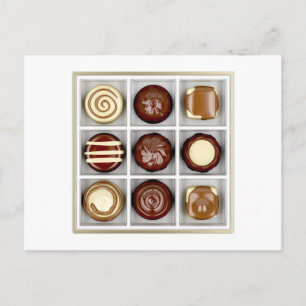 Postal Caja con bombones de chocolate