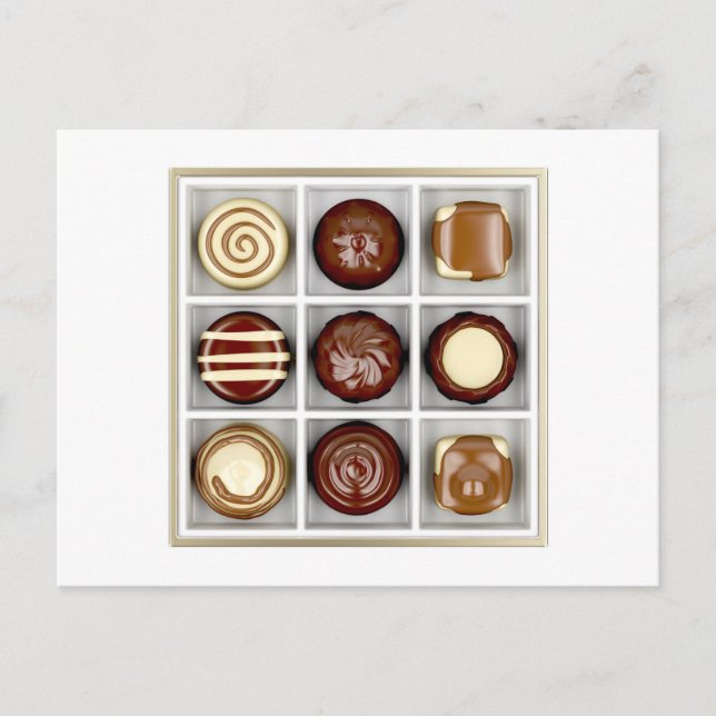 Postal Caja con bombones de chocolate (Anverso)