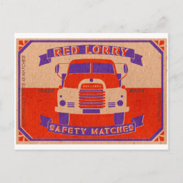 Postal Caja de cerillas de Camión Rojo retro vintage
