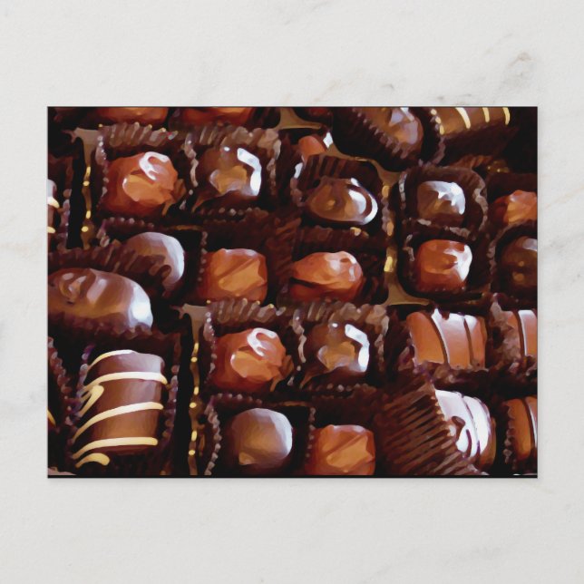 Postal Caja de chocolate, dulce de chocolate tentador (Anverso)