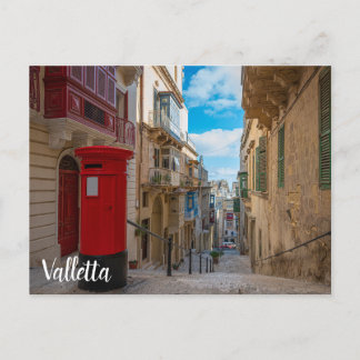Postal Caja de correo rojo vintage en Malta